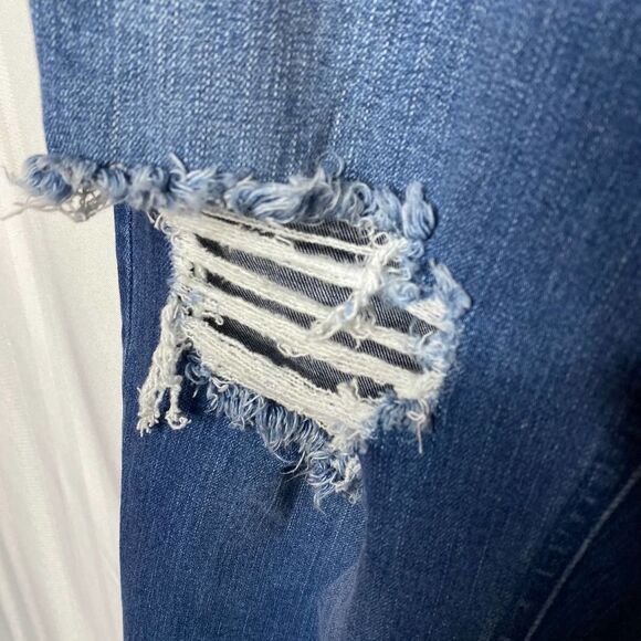 Girls With Curves Distressed High Rise Straight Leg Ripped Jeans 10T Tall Blue - Picture 5 of 9